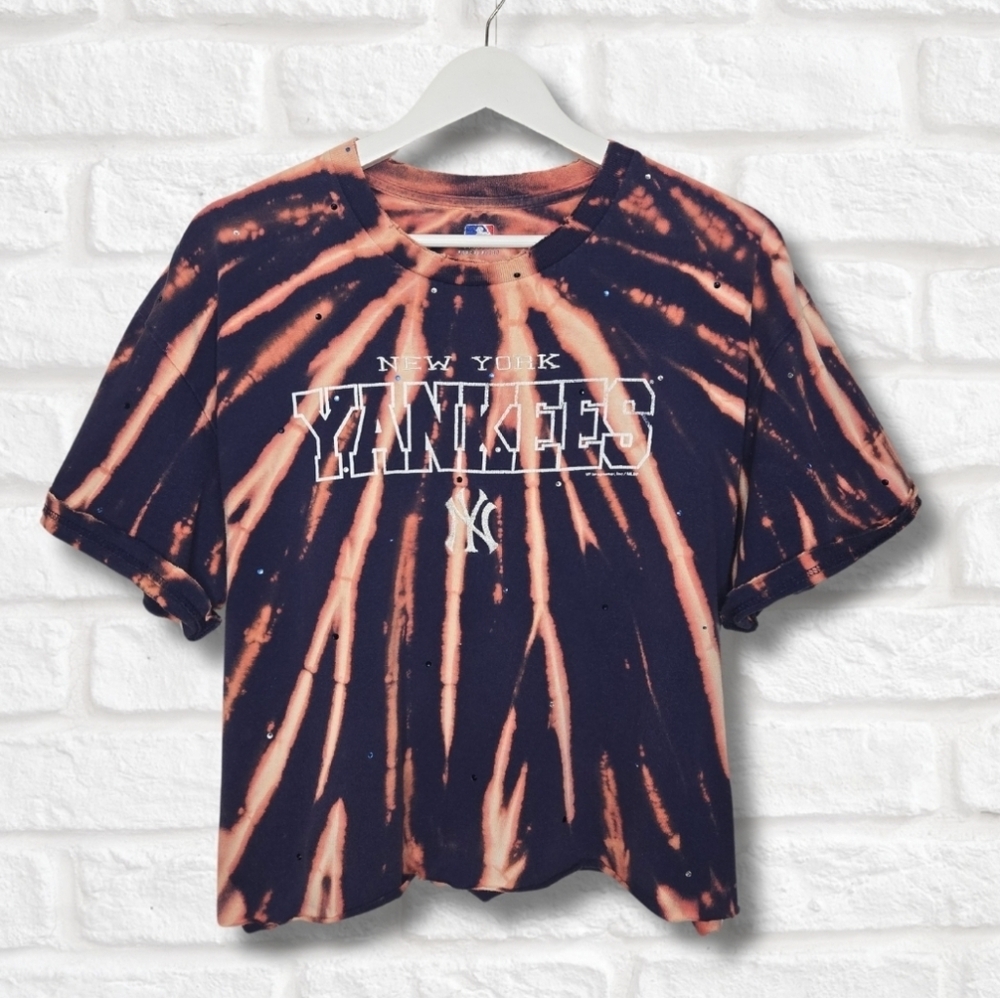 New York Yankees Crop Top W/Rhinestones